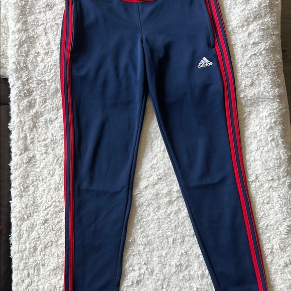 Adidas Navy Blue Track Pants with Red Stripes - Picture 3 of 5